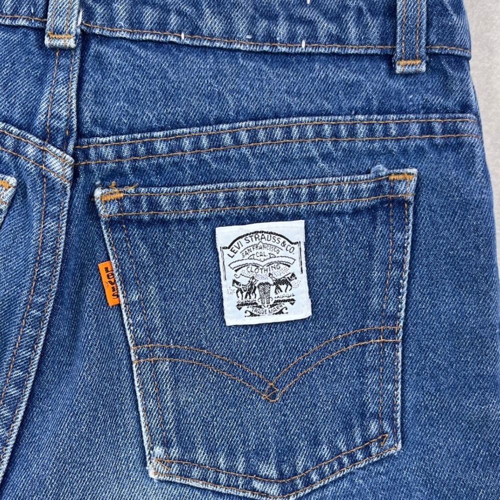 Vintage Levis White Patch Orange Tab Jeans Womens 26 High Rise Straight Scovill - Picture 4 of 13